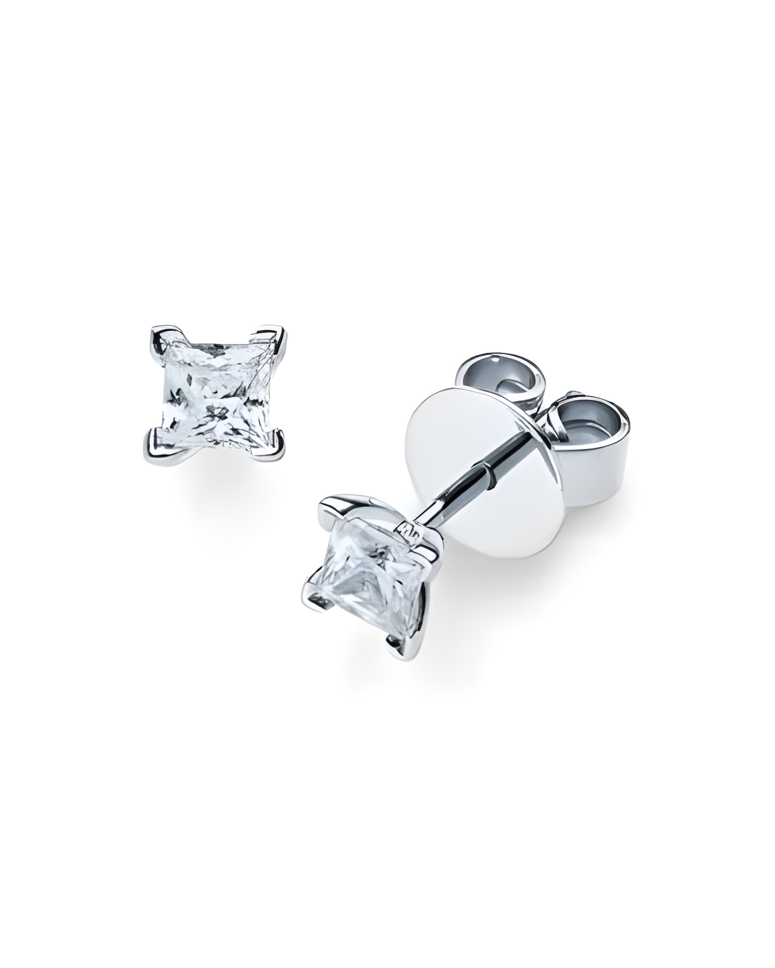 Aros económicos de oro blanco de 18 quilates con diamantes