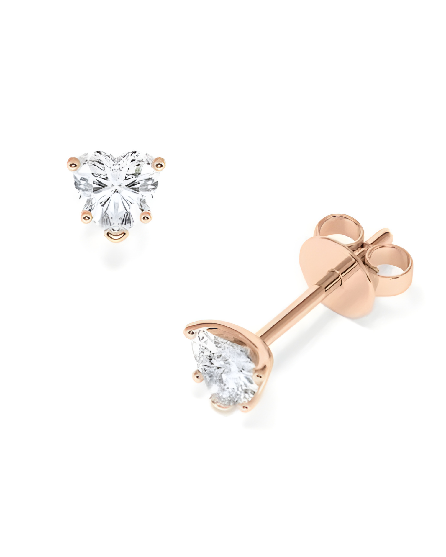 Pendientes talla corazón en oro rosa de 18k lab diamond | Staring